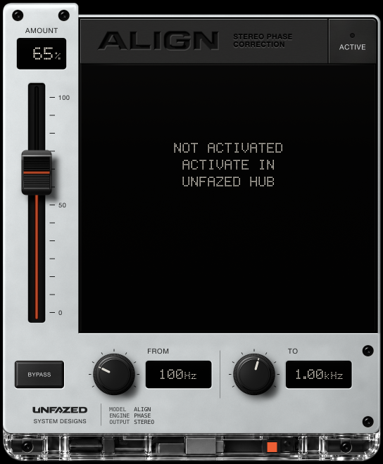 ALIGN before activation. Its screen reads NOT ACTIVATED, ACTIVATE IN, UNFAZED HUB. The ACTIVE light is off.