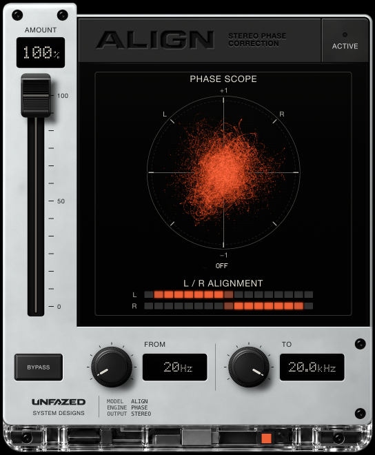 ALIGN on BYPASS: a round orange cloud, OFF status and the right timing bar later than the left.