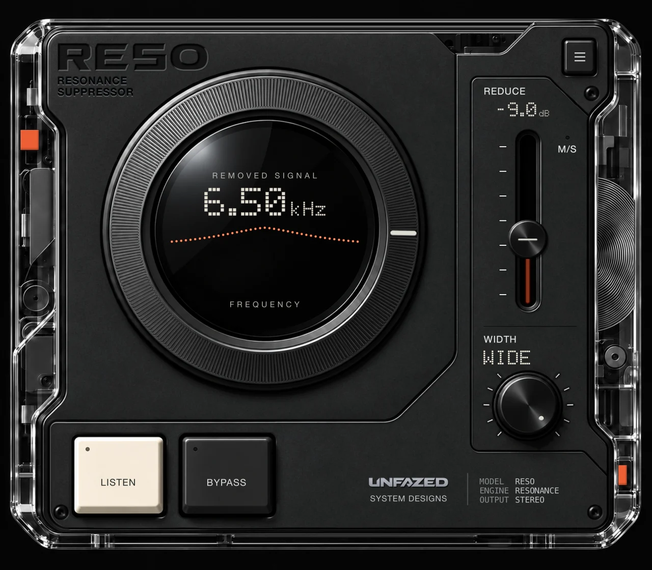 RESO in DELTA mode, with REMOVED SIGNAL shown above the 6.50 kHz readout.