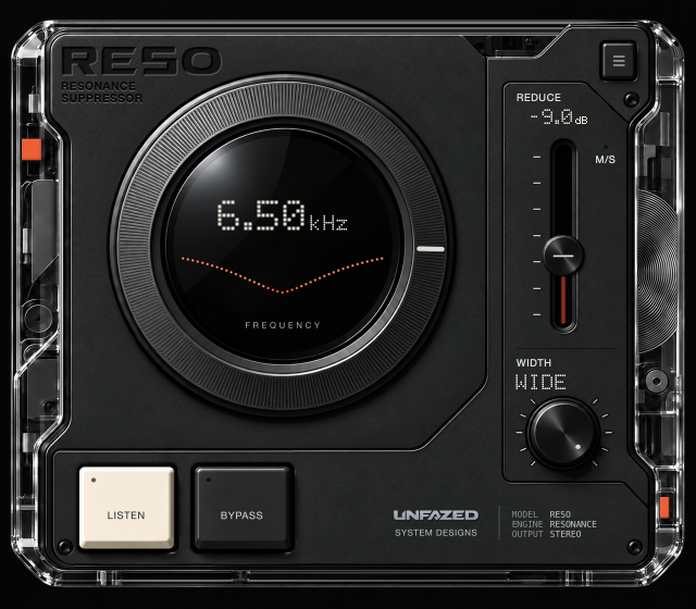 RESO resonance suppressor set to tame vocal sibilance at 6.50 kHz, with a maximum cut of 9 dB.
